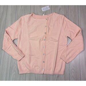 Elegant Pink Button Front Cardigan Sweater Womens Size M Soft Feel‎